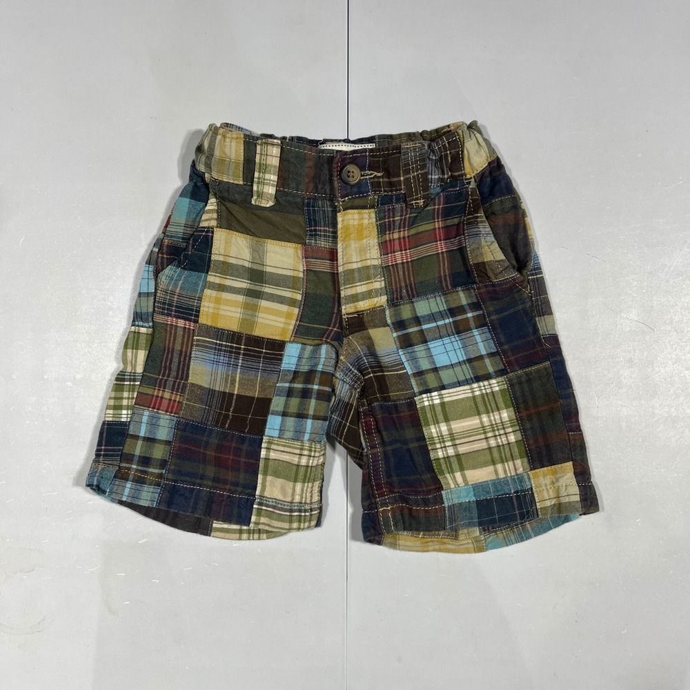Old Navy Toddler Madras Preppy Patchwork Plaid Cotton Shorts 3T Boys Multi Color